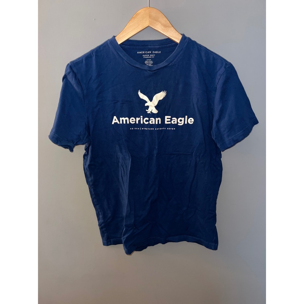 American Eagle Super Soft Standard Fit Graphic Logo T-Shirt Navy Blue Small